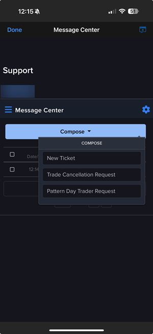 The compose options on the iPhone